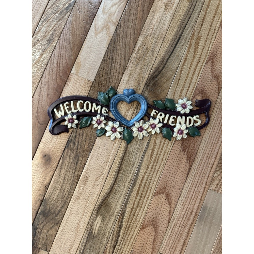 Vintage Metal Welcome Friends Sign New Country Home Wall Decor